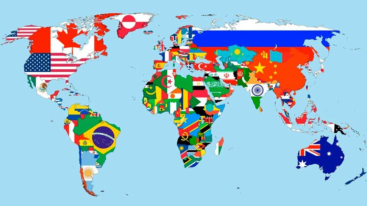 Флаги на мировой карте