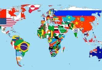 Флаги на мировой карте